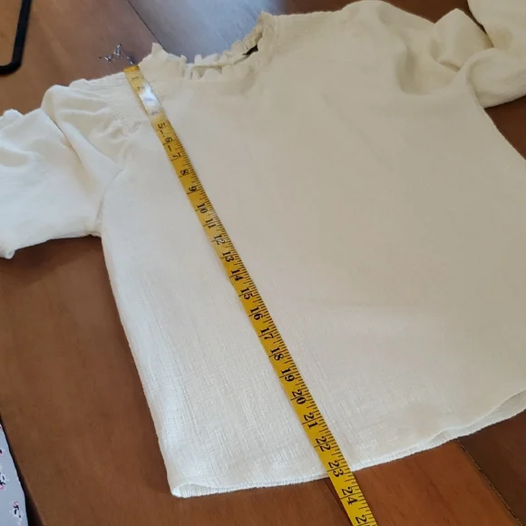 Current Air Cream Smocked Peasant Blouse Cottage Core Anthropologie Sz XS - Picture 10 of 14